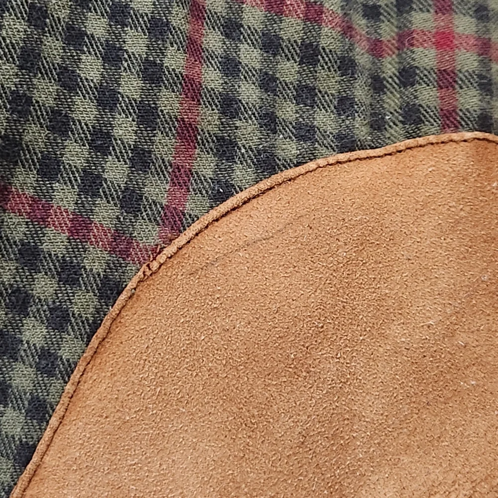 Vtg Abercrombie and Fitch men's long sleeve flannel plaid shirt lrg elbow patch - Picture 7 of 12